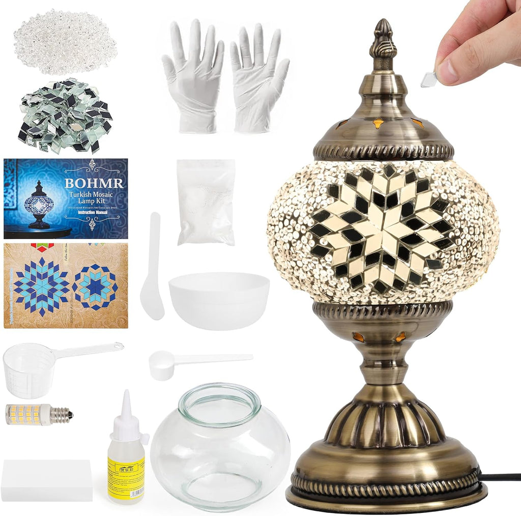 DIY Turkish Mosaic Lamp Kit for Adults/Teens, 5.2" Shade, Multicolor