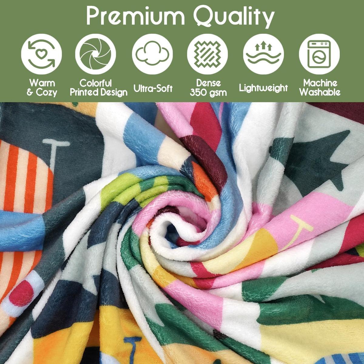 Camping Gifts Blanket for Women Men,Happy Campers RV Owner Campsite Travel Hiking Birthday Gifts Fleece Flannel Throw Blanket for Home Living Room Couch Bed Chair Dorm Decor 60x50