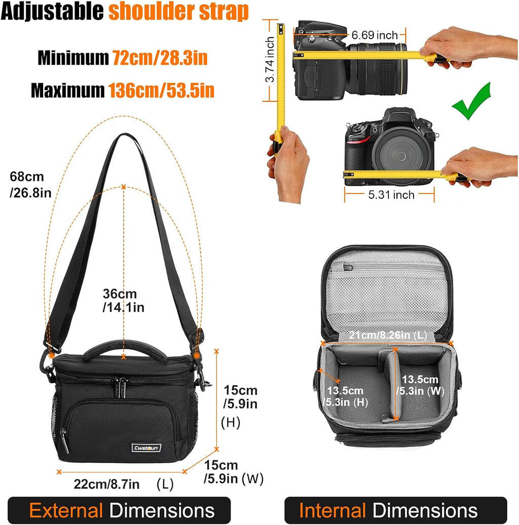Cwatcun Camera Bag Sling Compact, Crossbody Case for DSLR/Mirrorless