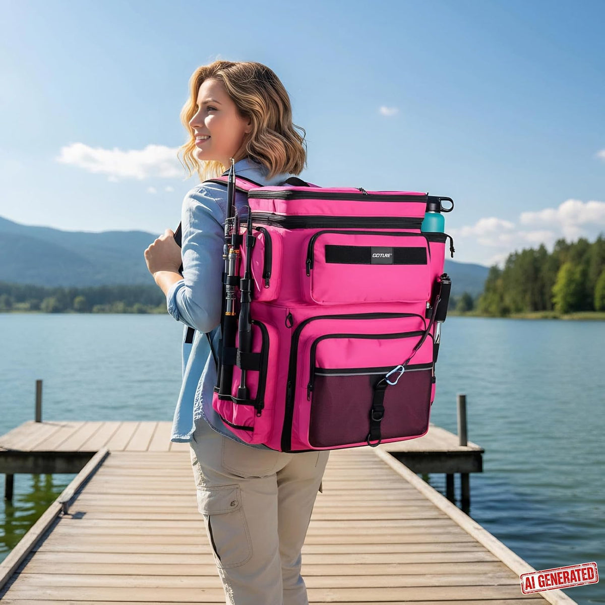 Goture Fishing Backpack with Cooler,77L Large Tackle Backpack &Rod Holders