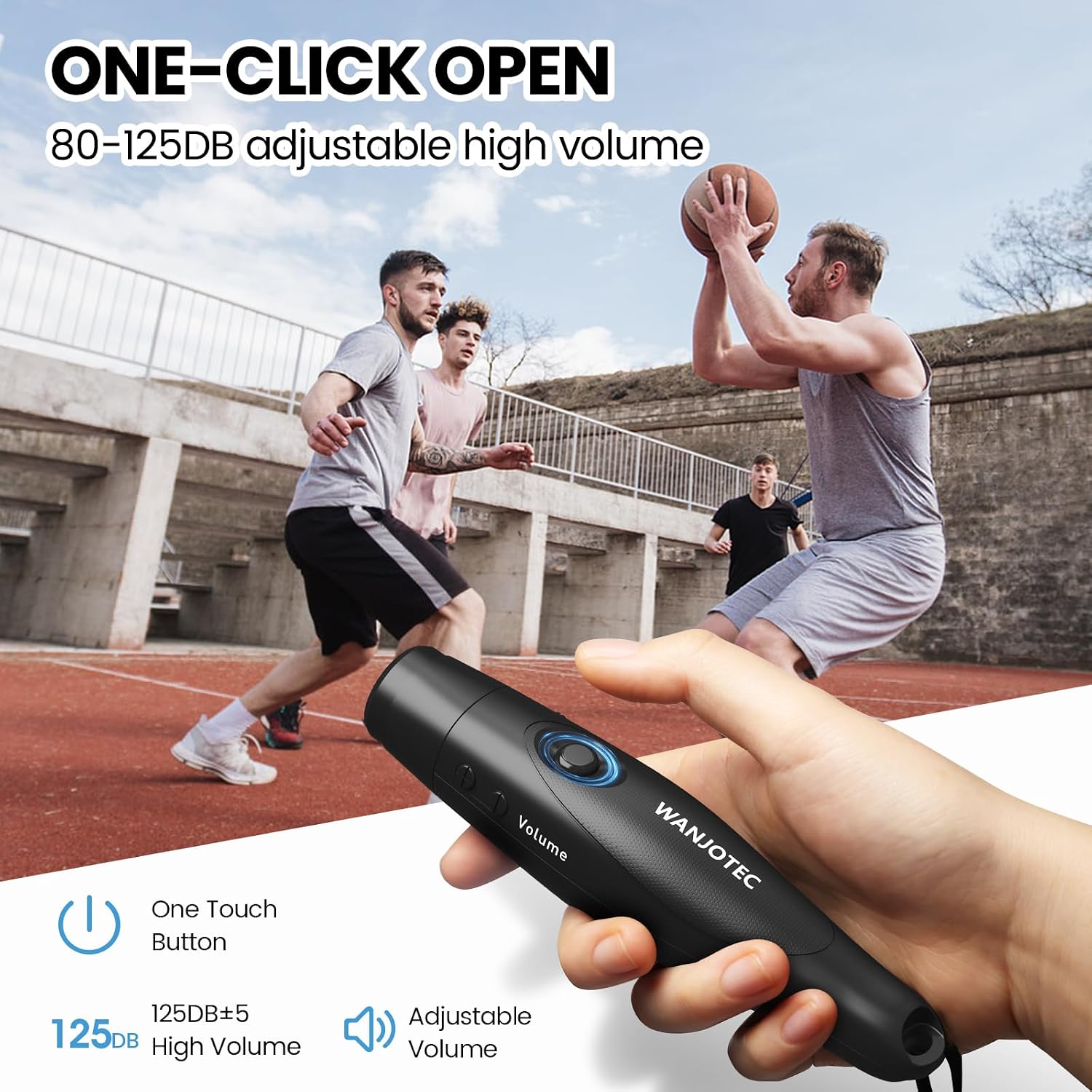 Electronic Whistle for Teacher Coaches, 3 Tones Adjustable 130db Loudest High Volume Handheld Emergency Electric Whistles for Referee, P.E.Outdoor Sports Whistles with Lanyard