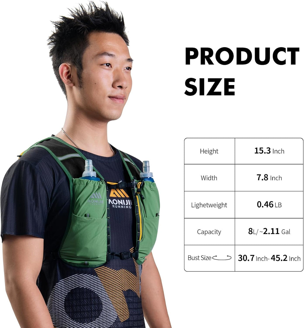 AONIJIE Running Hydration Vest for Men Women 500ml Soft Flask Water Bottle