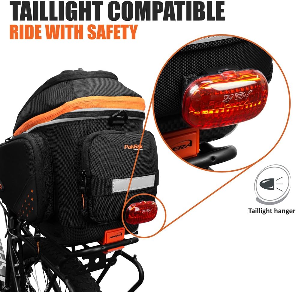 Ibera PakRak Touring Bicycle Seatpost/Disc/Non/Disc Rack and Quick Release Bag (Non-Disc Brake Rack + Trunk Bag with Expandable Panniers)