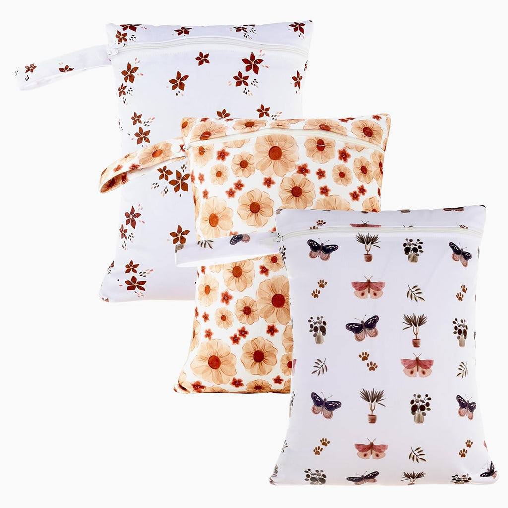 Happy Flute 3 Set Wet Bag Storage Bag Zipper Waterproof Washable Travel Bags, Beach, Pool, Gym Bag for Cloth Diaper, Swimsuits & Wet Clothes(EF641)