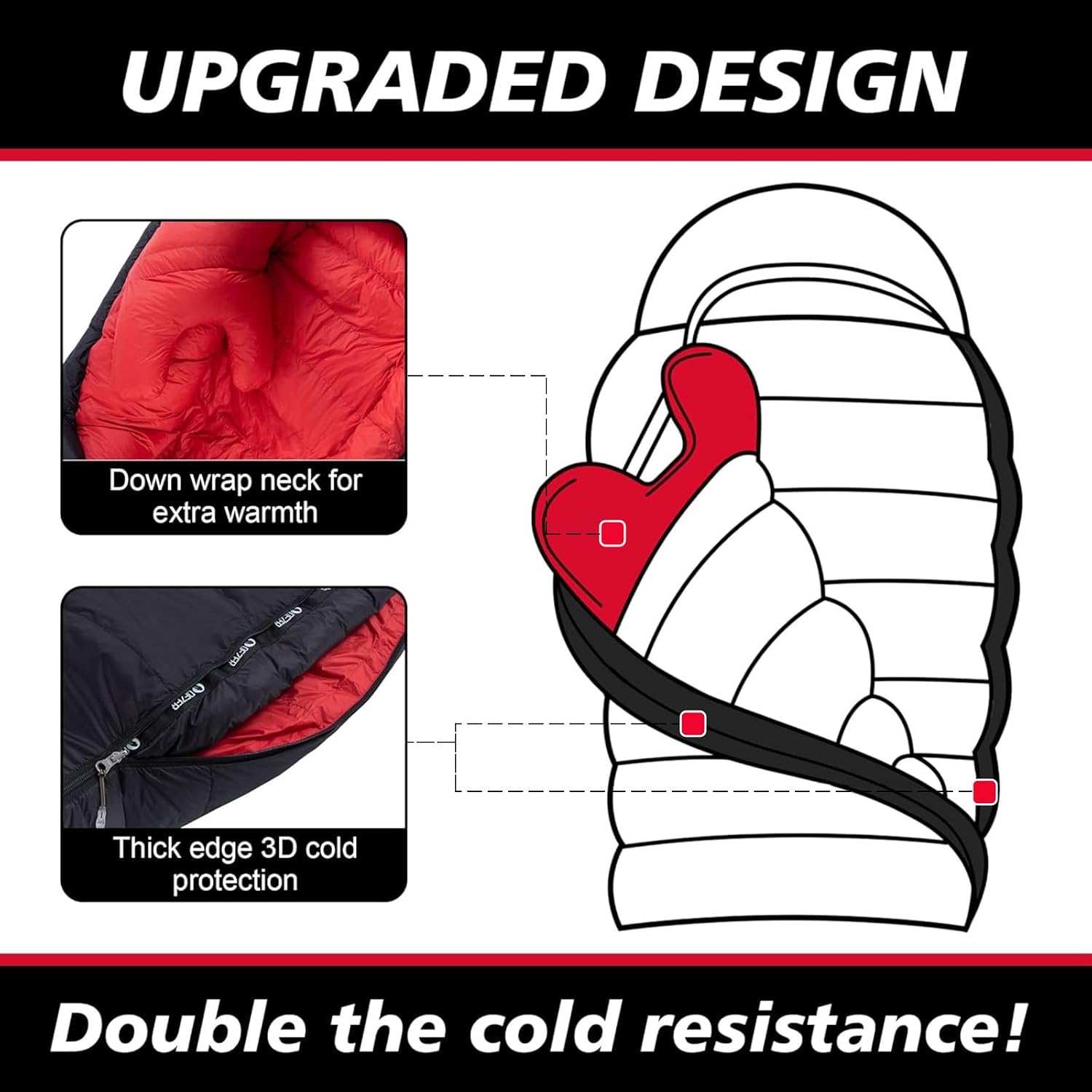 0 Degree Down Sleeping Bag for Adults,Cold Weather Backpacking