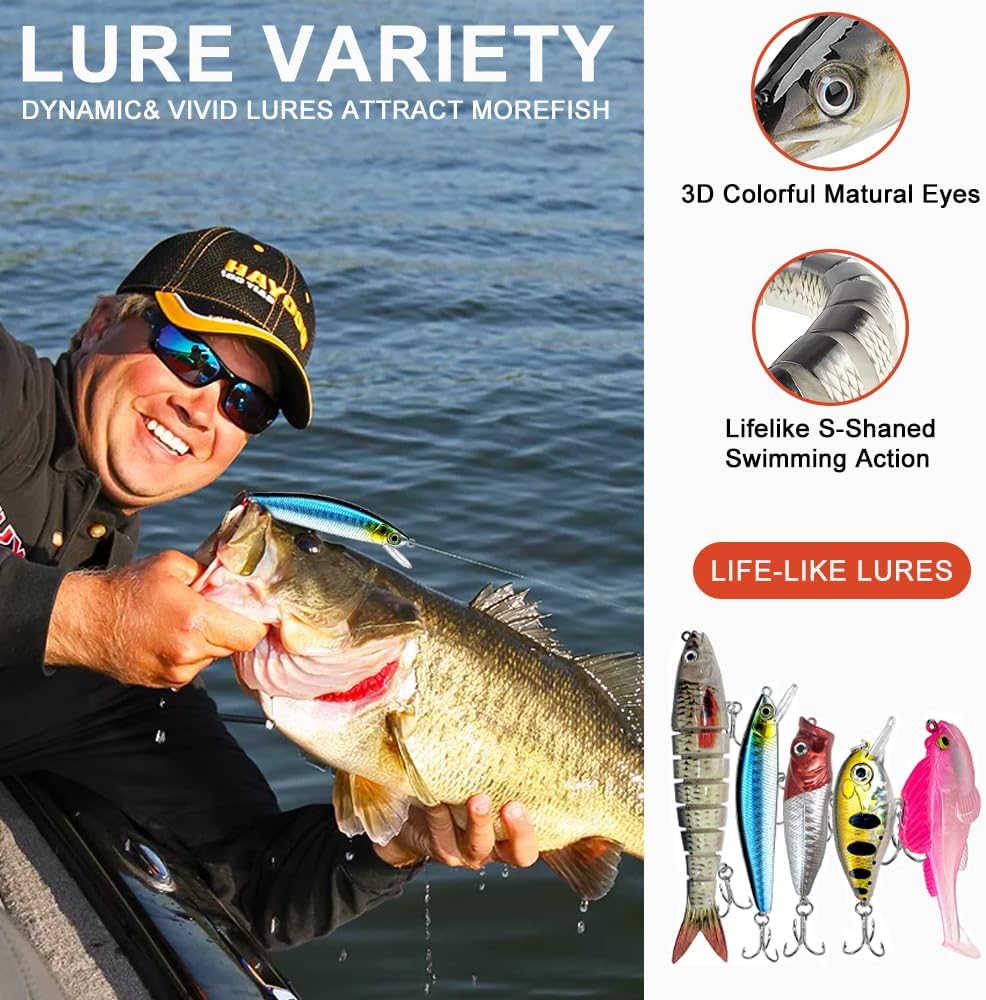 193PCS Fishing Lures Kit with Tackle Box Freshwater Saltwater