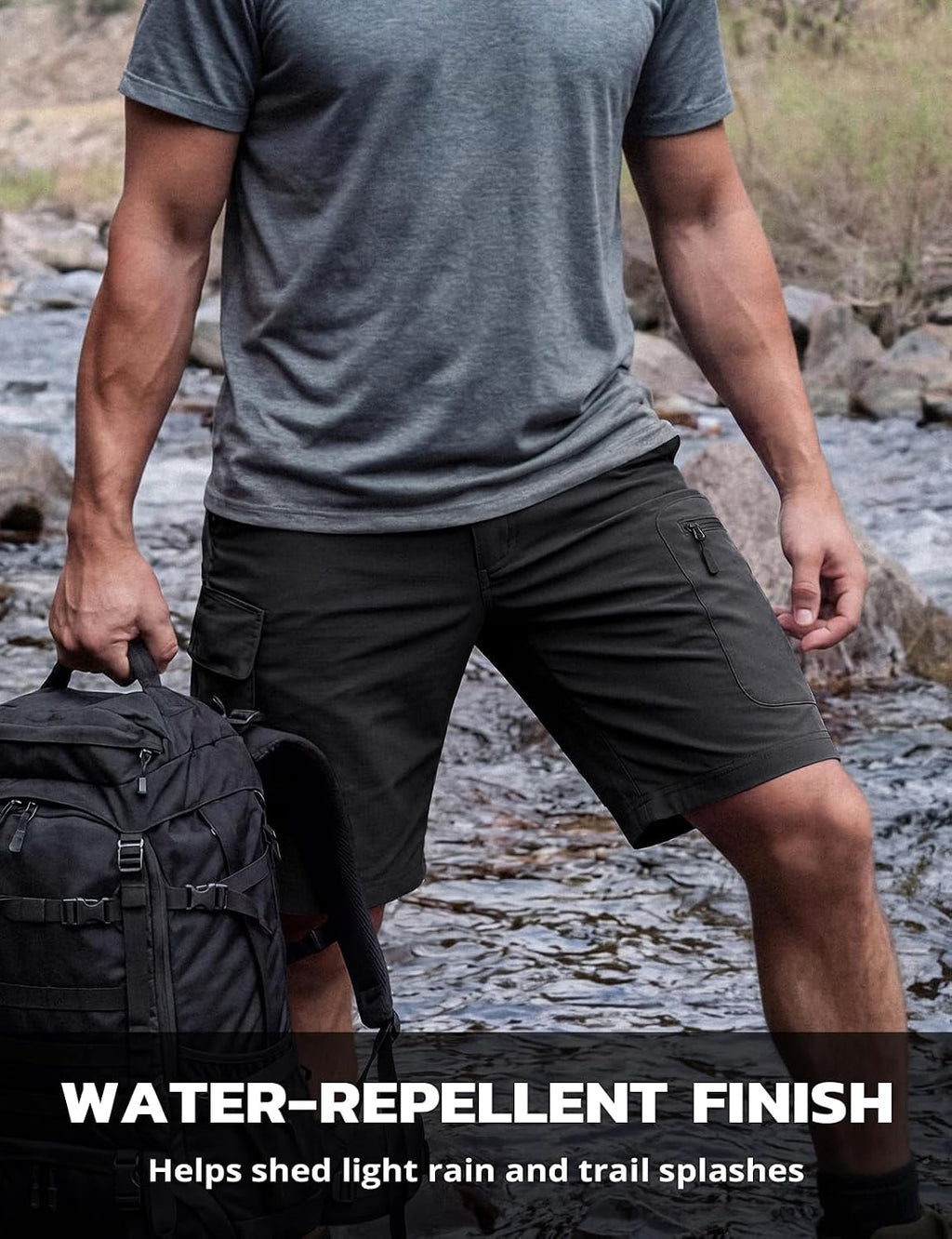 Hiauspor Men's Hiking Cargo Shorts: Quick Dry Lightweight with 6 Pockets
