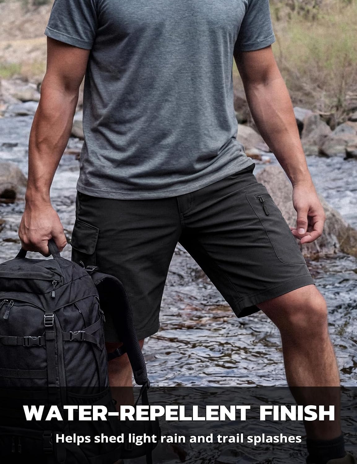 Hiauspor Men's Hiking Cargo Shorts: Quick Dry Lightweight with 6 Pockets