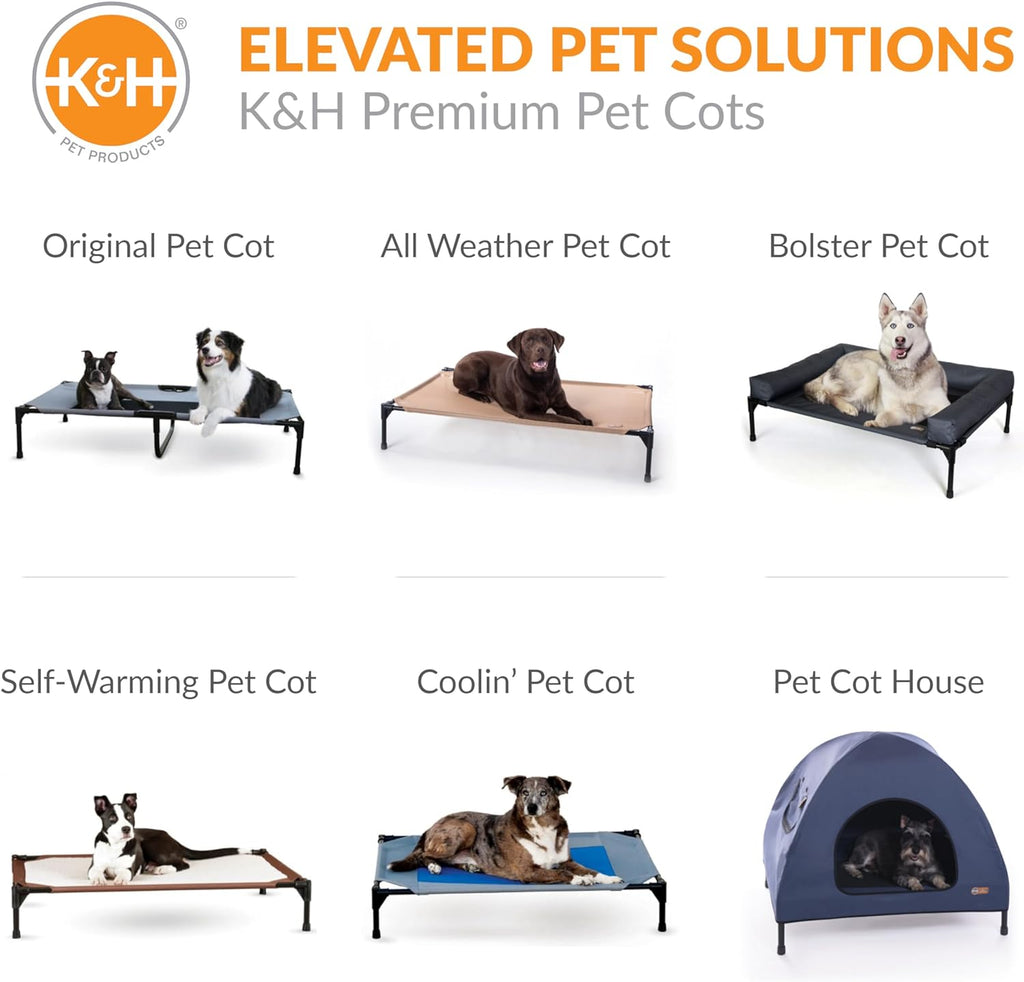 K&H Elevated Dog Bed, Outdoor Pet Cot House for Large Pets - 42x30in Blue