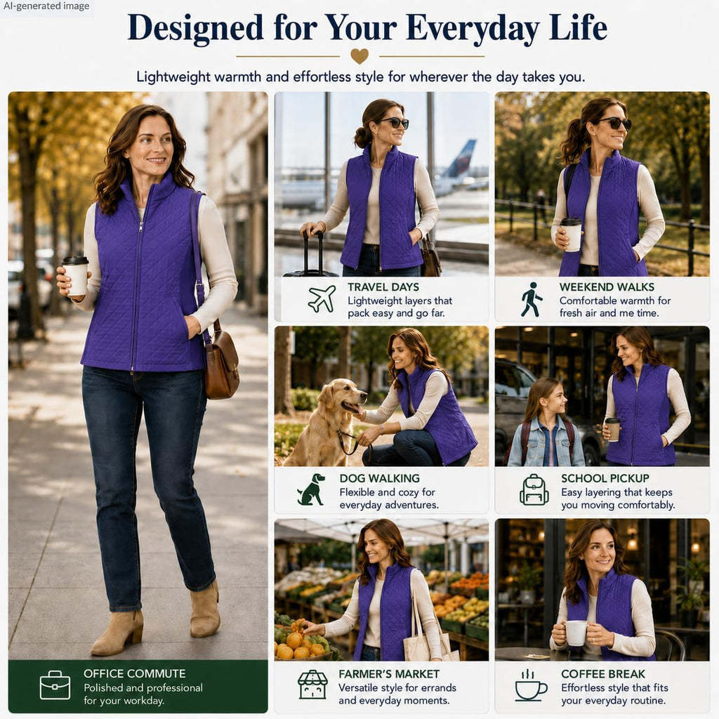 Bienzoe Womens Lightweight Quilted Vest: Warm Daily Layer