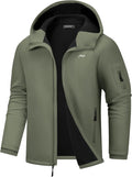 WULFUL Men's Lightweight Softshell Jacket Warm Fleece Lined Windbreaker Waterproof Soft Shell for Outdoor Hiking