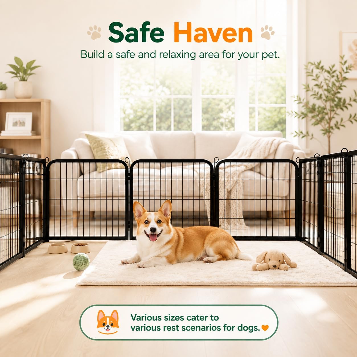 Yaheetech Dog Playpen 24in 16 Panels Pet Fence for Indoor Yard RV Camping