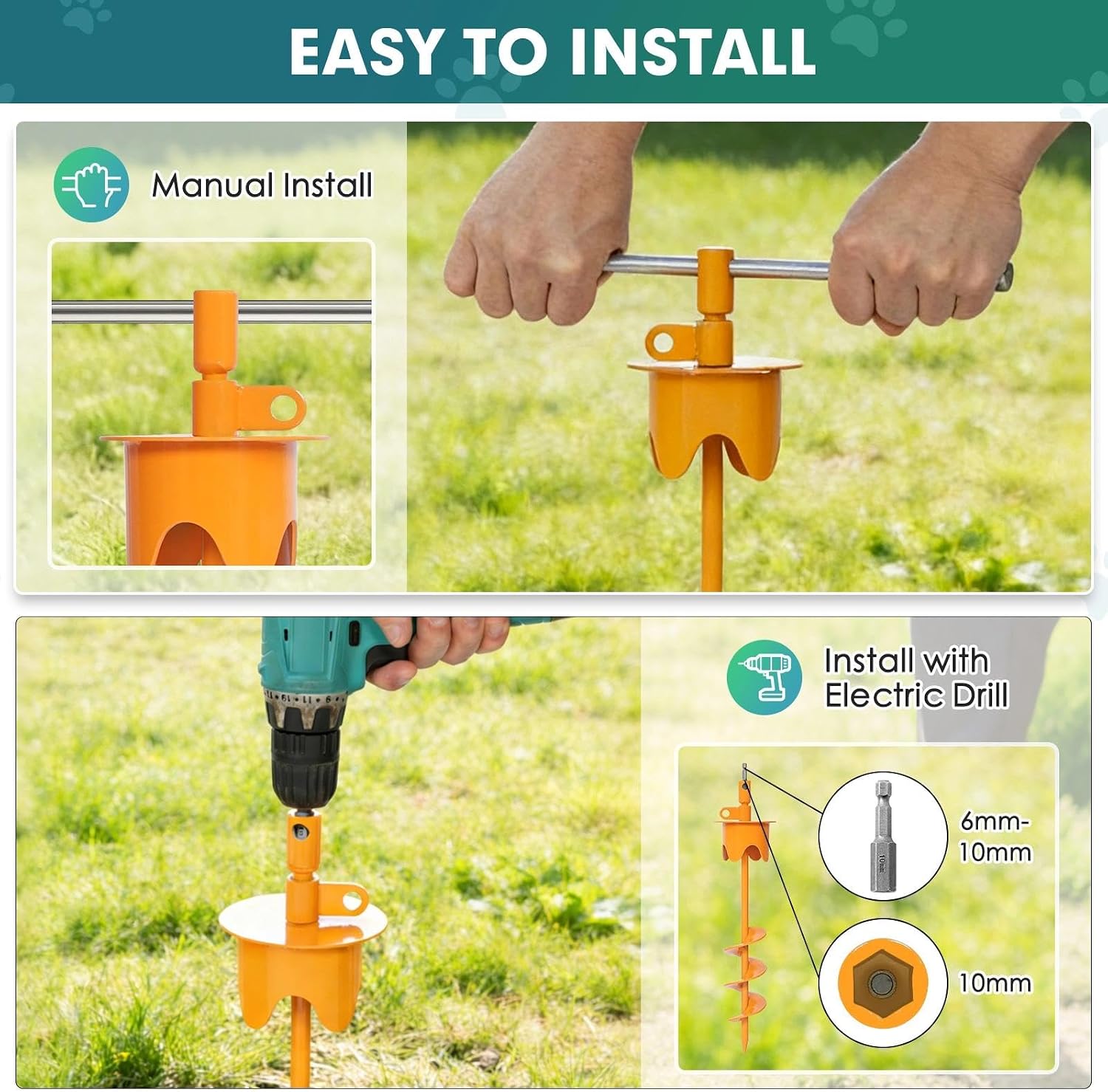 Dog Tie Out Stake with Lock-Cap,Heavy Duty Dog Stake for Outside
