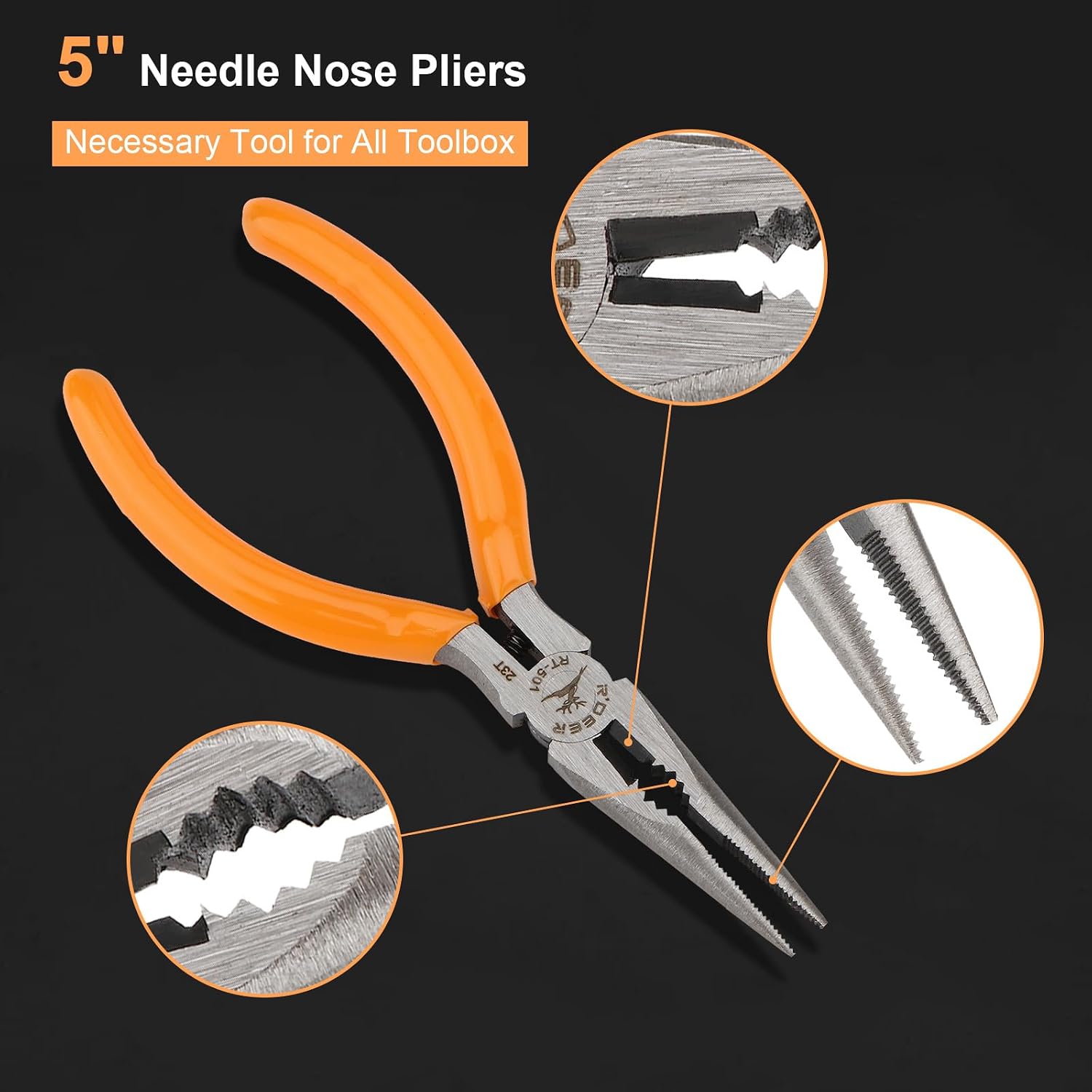 Rongon 5in Small Needle Nose Pliers,Long Nose Plier, Jewelry Plier Tool