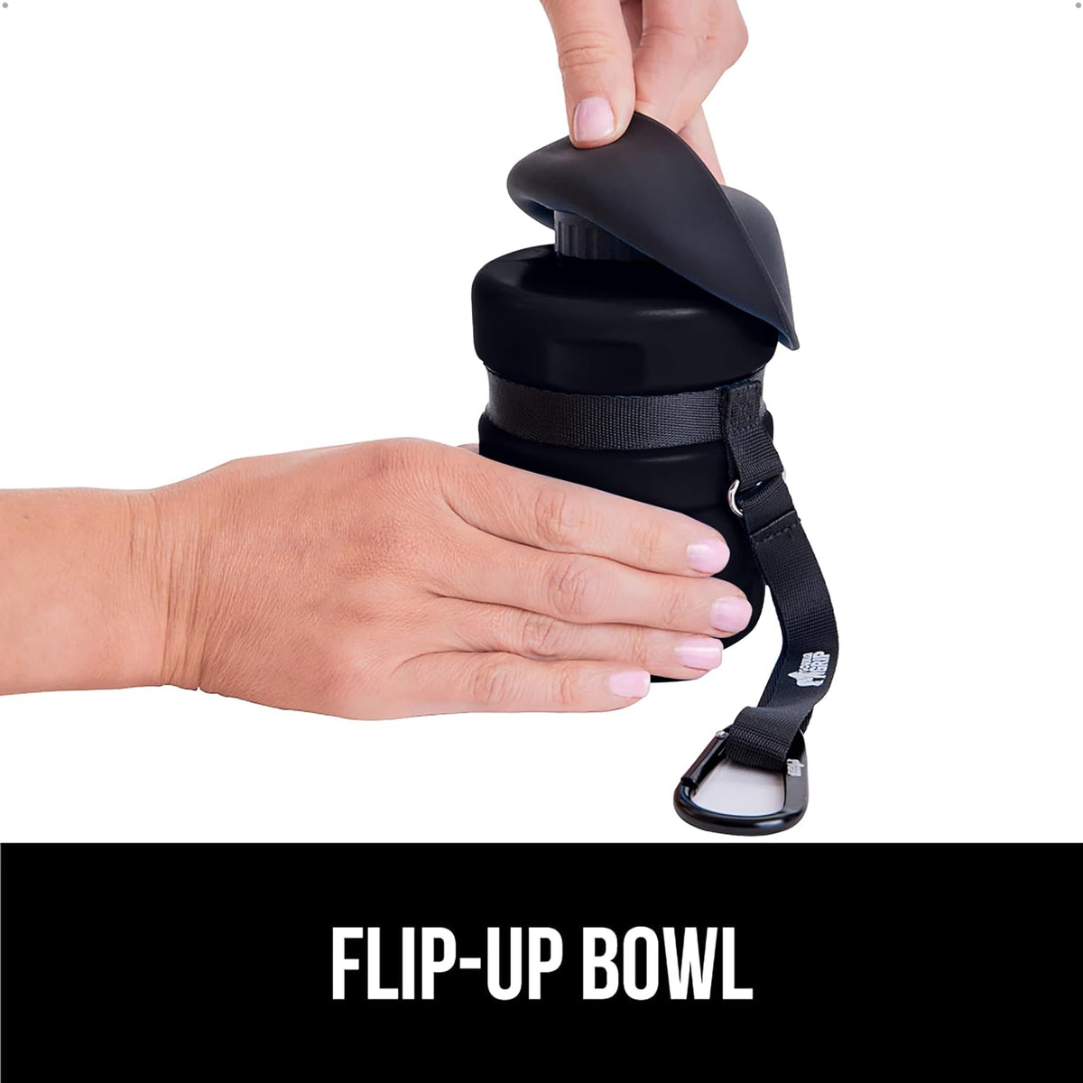 GORILLA GRIP Portable Dog Water Bottle, Food Grade Silicone, 12oz Black