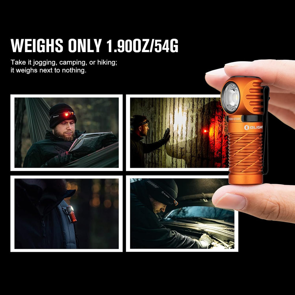 OLIGHT Perun 2 Mini Headlamp Rechargeable, 1100 Lumens, Red Light, Orange