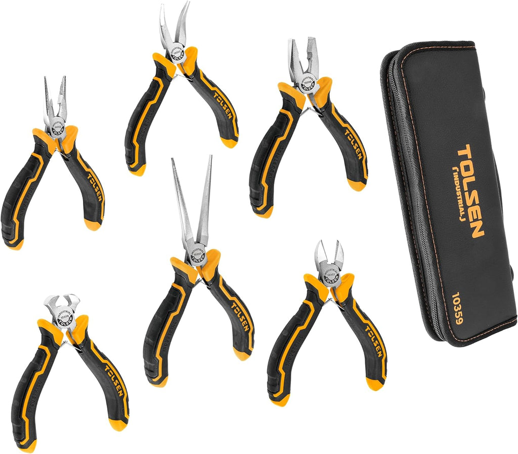TOLSEN 6-Piece Mini Pliers Set, Small Needle Nose Pliers Set with Pouch