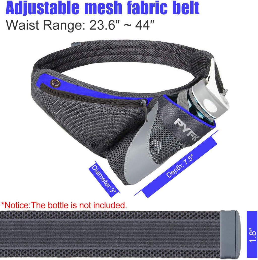 PYFK Running Belt Hydration Waist Pack with Water Bottle Holder for Men Women Waist Pouch Fanny Bag Reflective