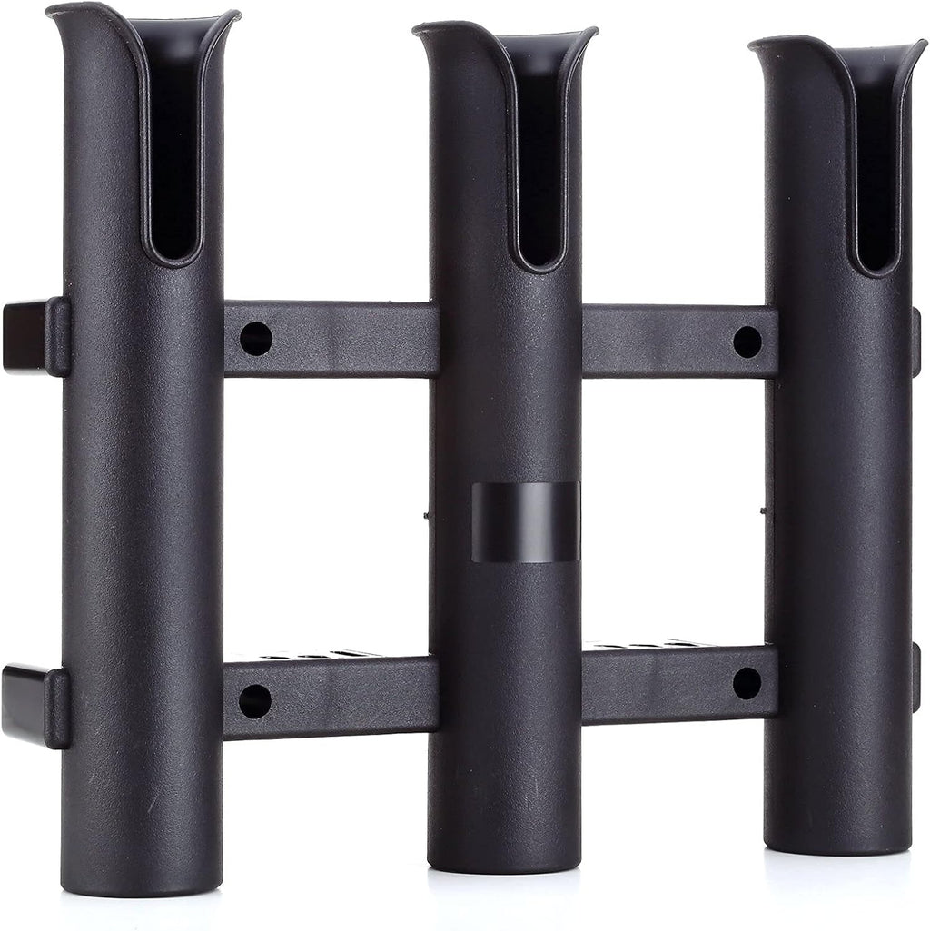 Wall Mounted Fishing Rod Holders Tubes Links Fishing Rod Holder Rack Rests (3-pole-black)