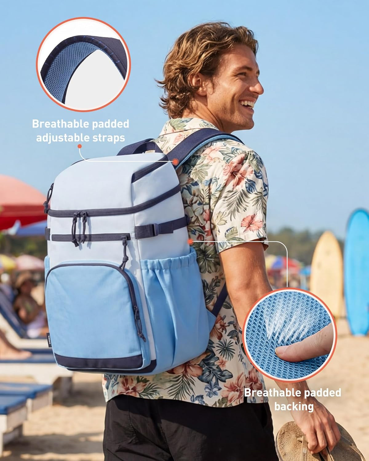 TOURIT 30 Cans Insulated Double Deck Lunch Cooler Backpack
