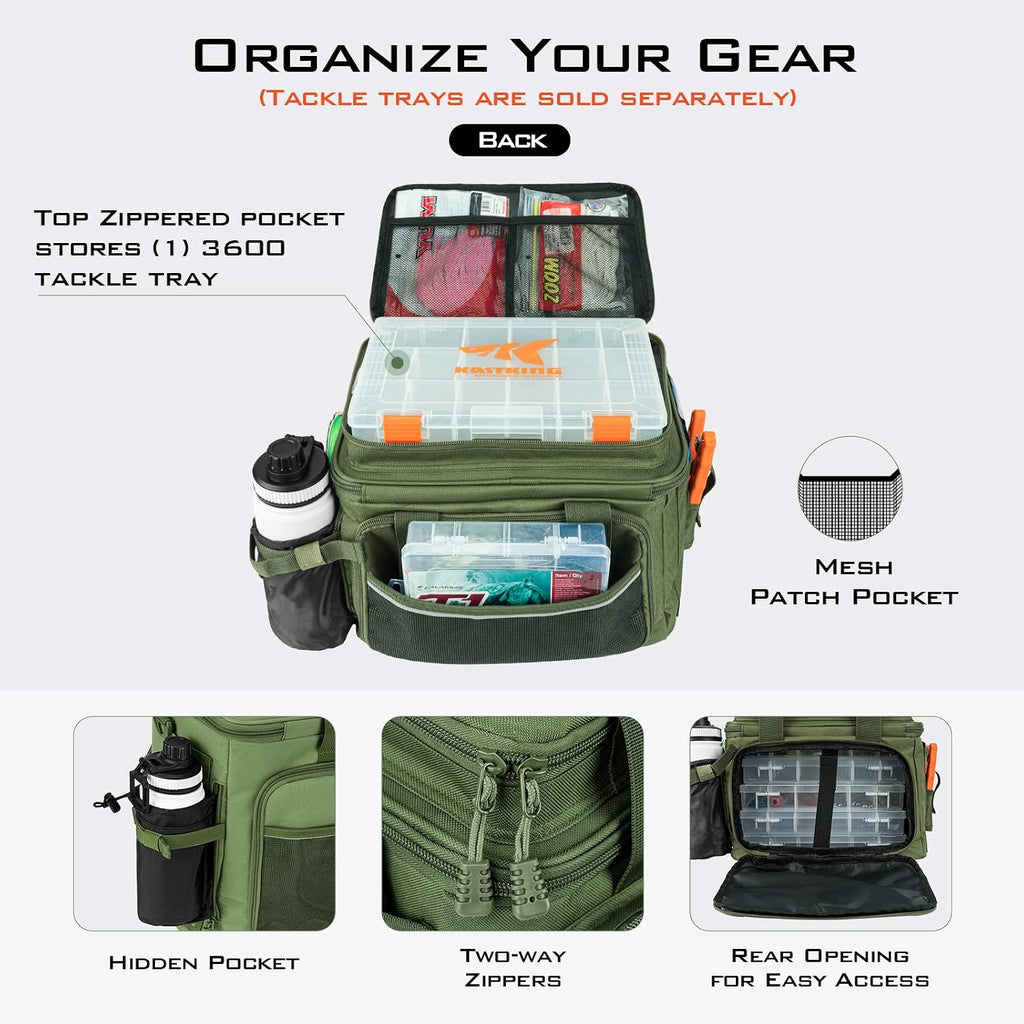 KastKing KarryAll Fishing Tackle Bag, Saltwater & Freshwater Gear Storage