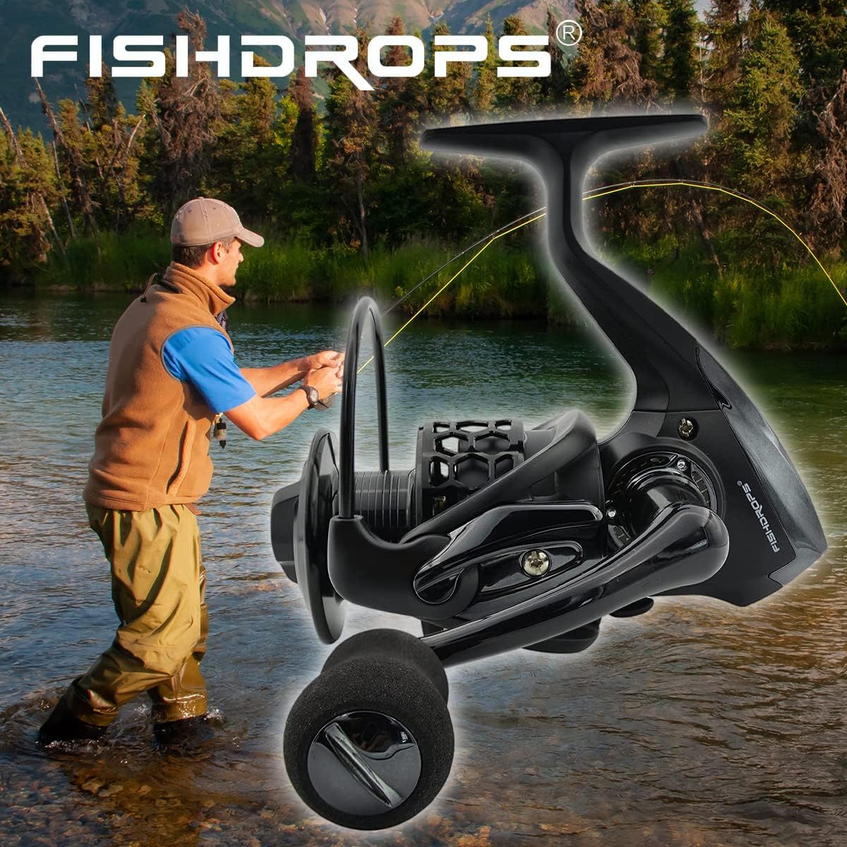 Fishdrops Spinning Fishing Reels 12+1BB Ultra Lightweight Carved Aluminum Spool Reels Affordable Smooth Spinning Reels