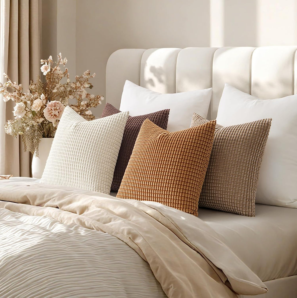 MIULEE Fall Decorative Throw Pillow Covers 18x18 Inch Set of 4 Brown