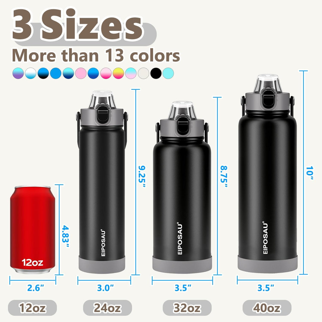 Insulated Water Bottle with Lid & Boot & Stickers, 24 oz