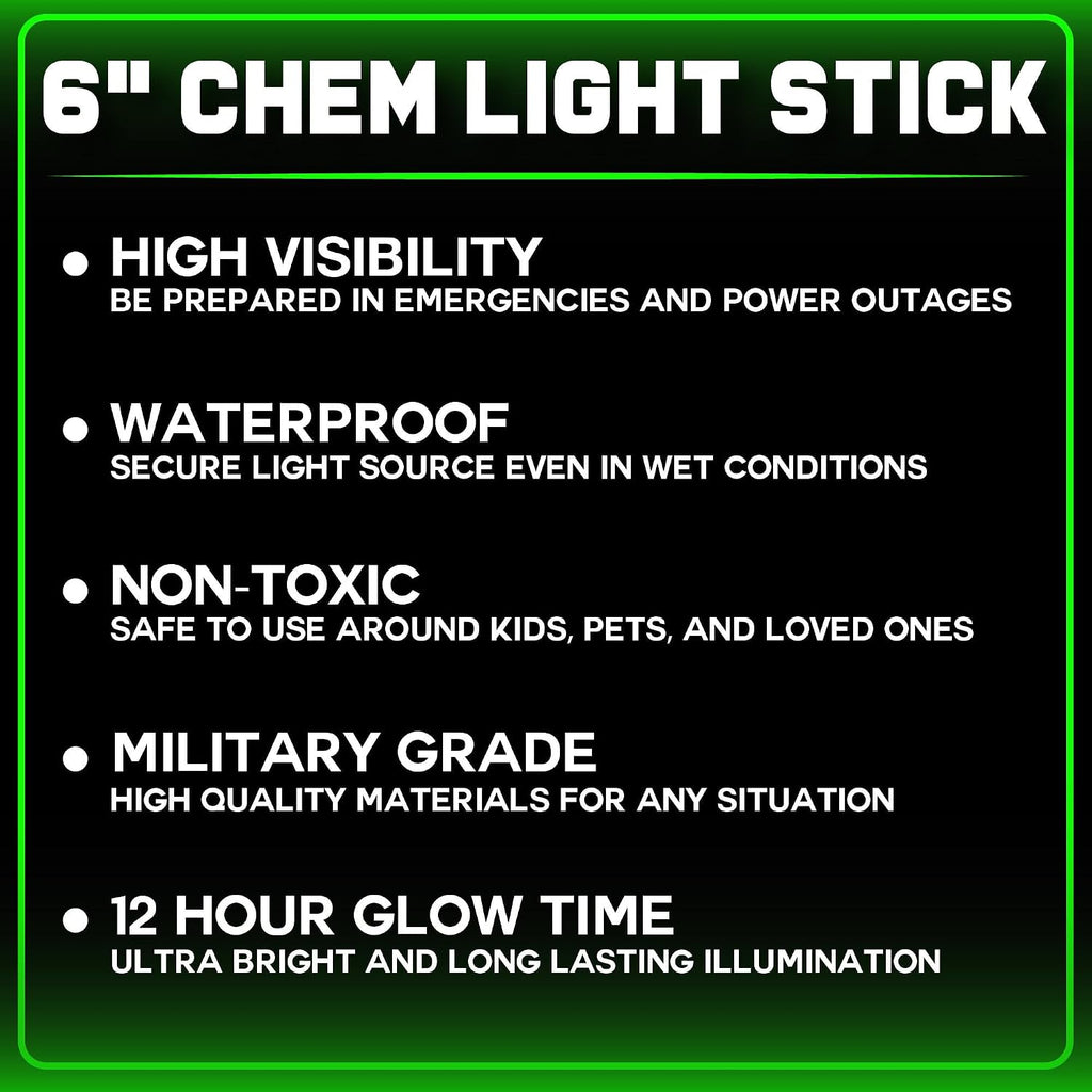 PartySticks Emergency Glow Sticks - 12 Ultra Bright Individually Wrapped Military Grade Chem Lights - 12 Hour Bulk Tactical Light Sticks for Survival Gear, Camping, and Power Outages