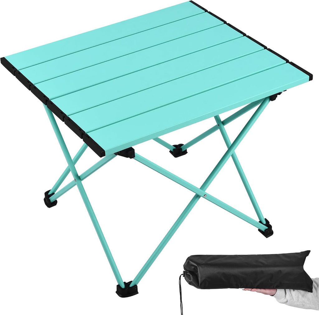 Grope Portable Camping Table,Aluminum Folding Beach Table (Sky Blue-S)