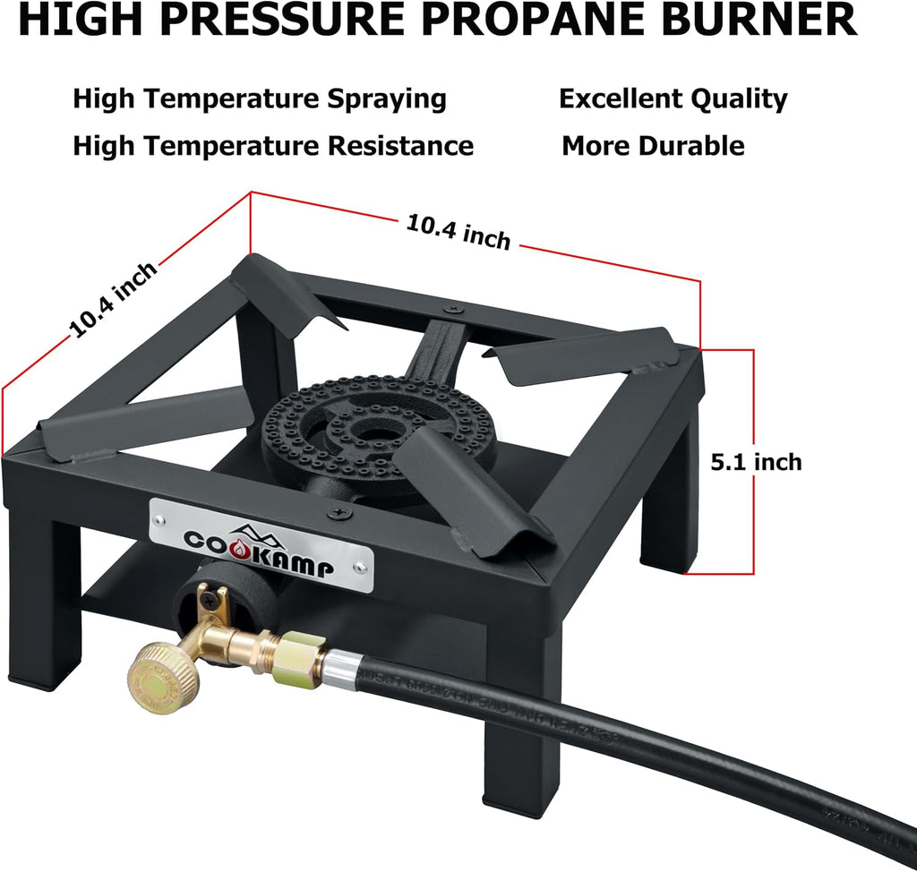 COOKAMP Propane Burner Angle Iron Camp Stove with CSA Listed Regulator and 4ft Hose (SA1200v2)