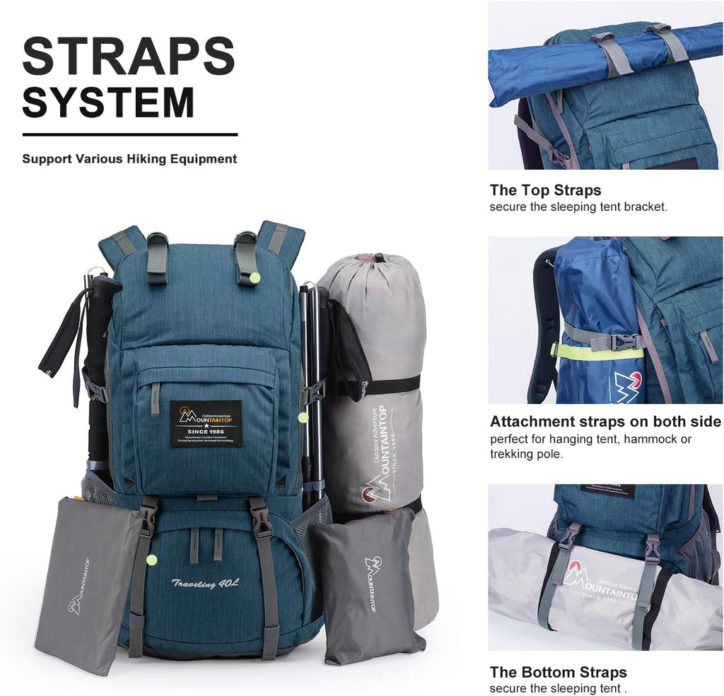 MOUNTAINTOP 40L Hiking Backpack Lightweight Travel Backpack for Men&Women Outdoor Camping Backpacking