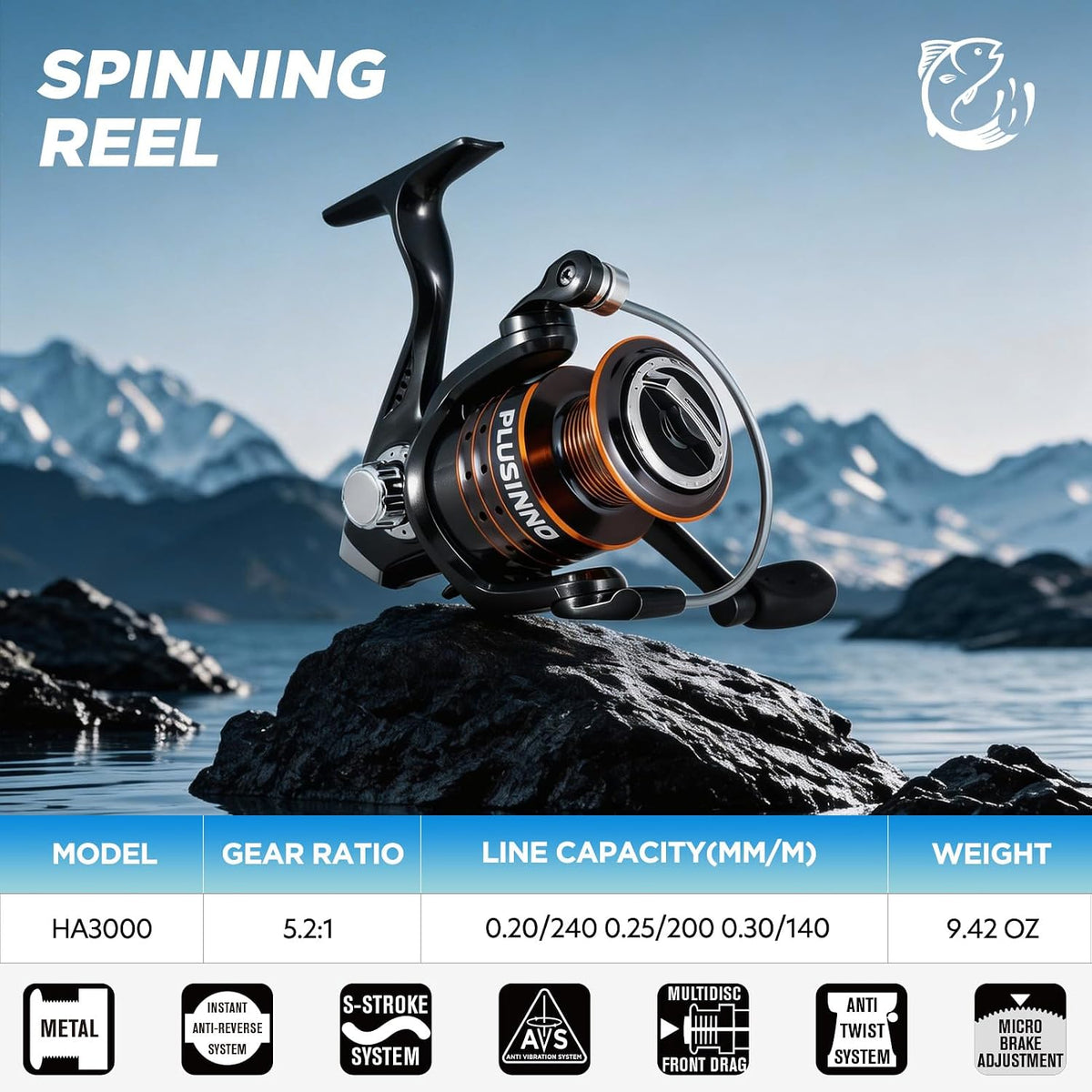 PLUSINNO Fishing Rod and Reel Combo Pole Gear Kit Telescopic Beginner