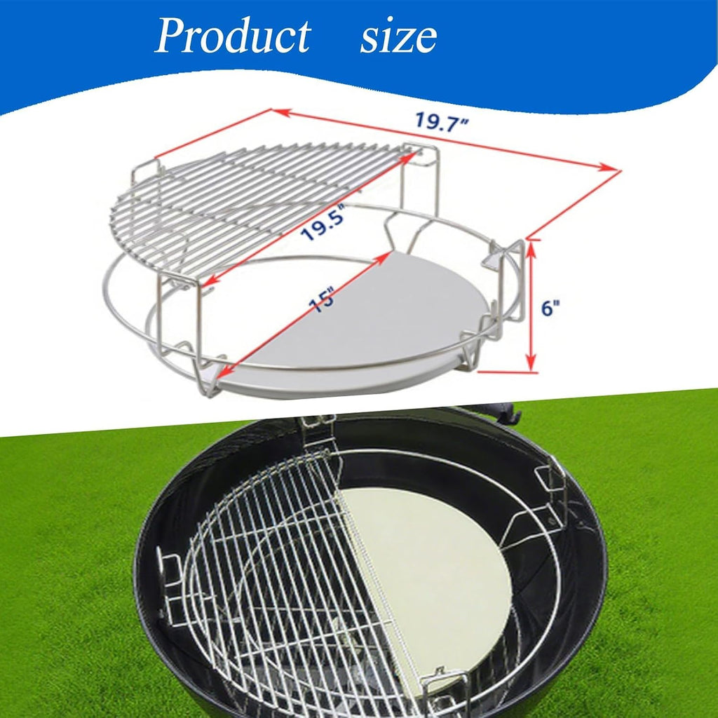 S24 (1-Pack) Cooking Grate System Grilling Accessory for Weber 22" Kettle Grill and Other Similar Size Kettle Grills