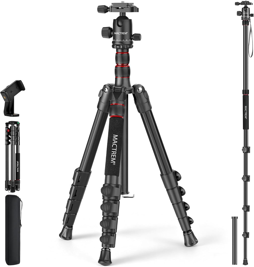 MACTREM 90in 2-in-1 Camera Tripod Monopod Aluminum Heavy Duty Travel Tripod