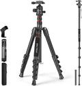 MACTREM 90in 2-in-1 Camera Tripod Monopod Aluminum Heavy Duty Travel Tripod