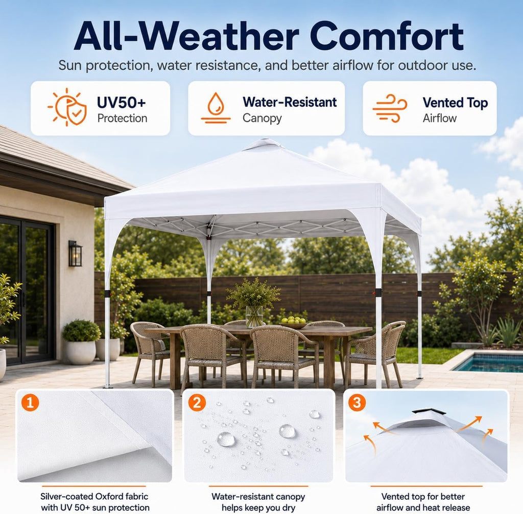 Yaheetech 10x10 Pop Up Canopy Tent for Outdoor Events, Silver Coat White
