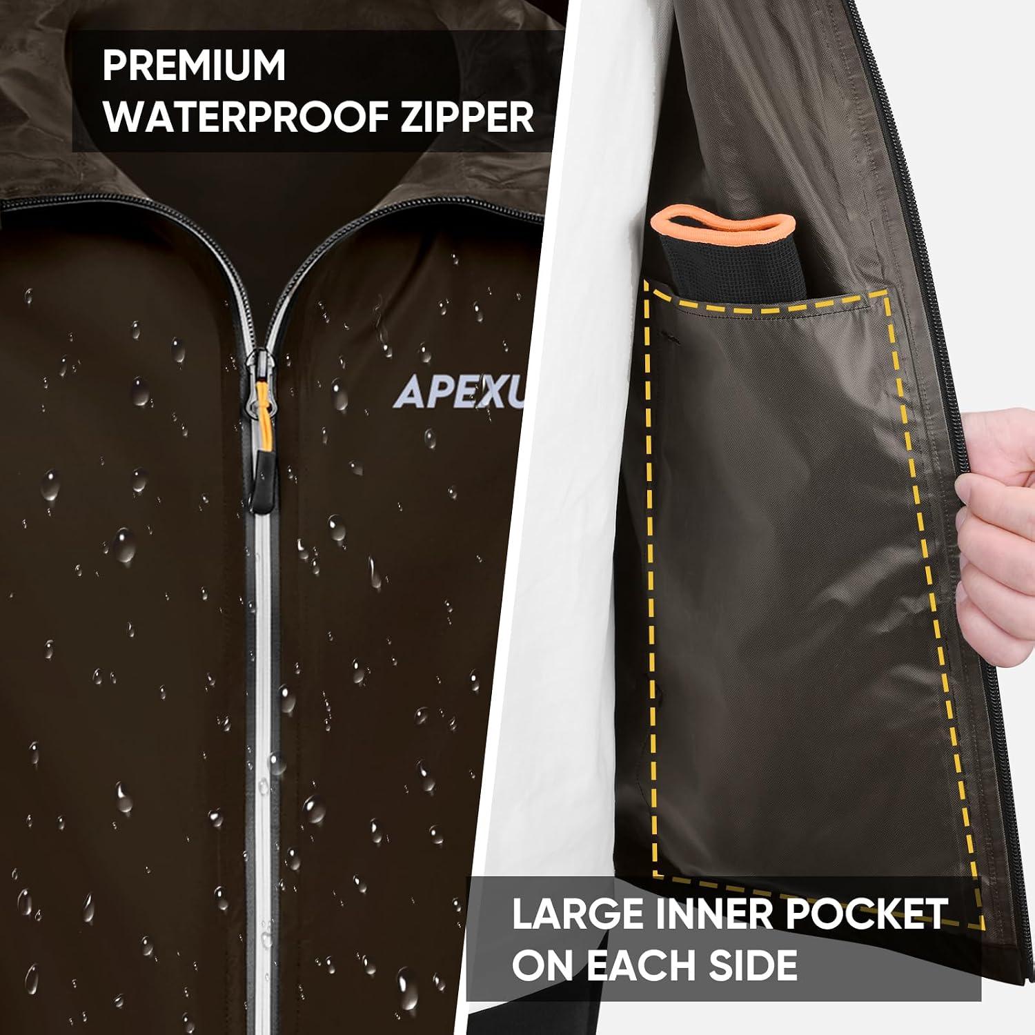APEXUP Packable Rain Jacket Men Waterproof Lightweight Raincoat with Hood