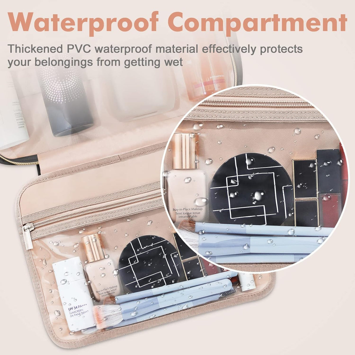Wedama Toiletry Bag for Women, Large Cosmetic Travel Bag, Hanging Toiletry Bag for Bathroom, Thickened PVC Waterproof Makeup Bag, Toiletries Bag for Travel Business Trips and Camping, Black