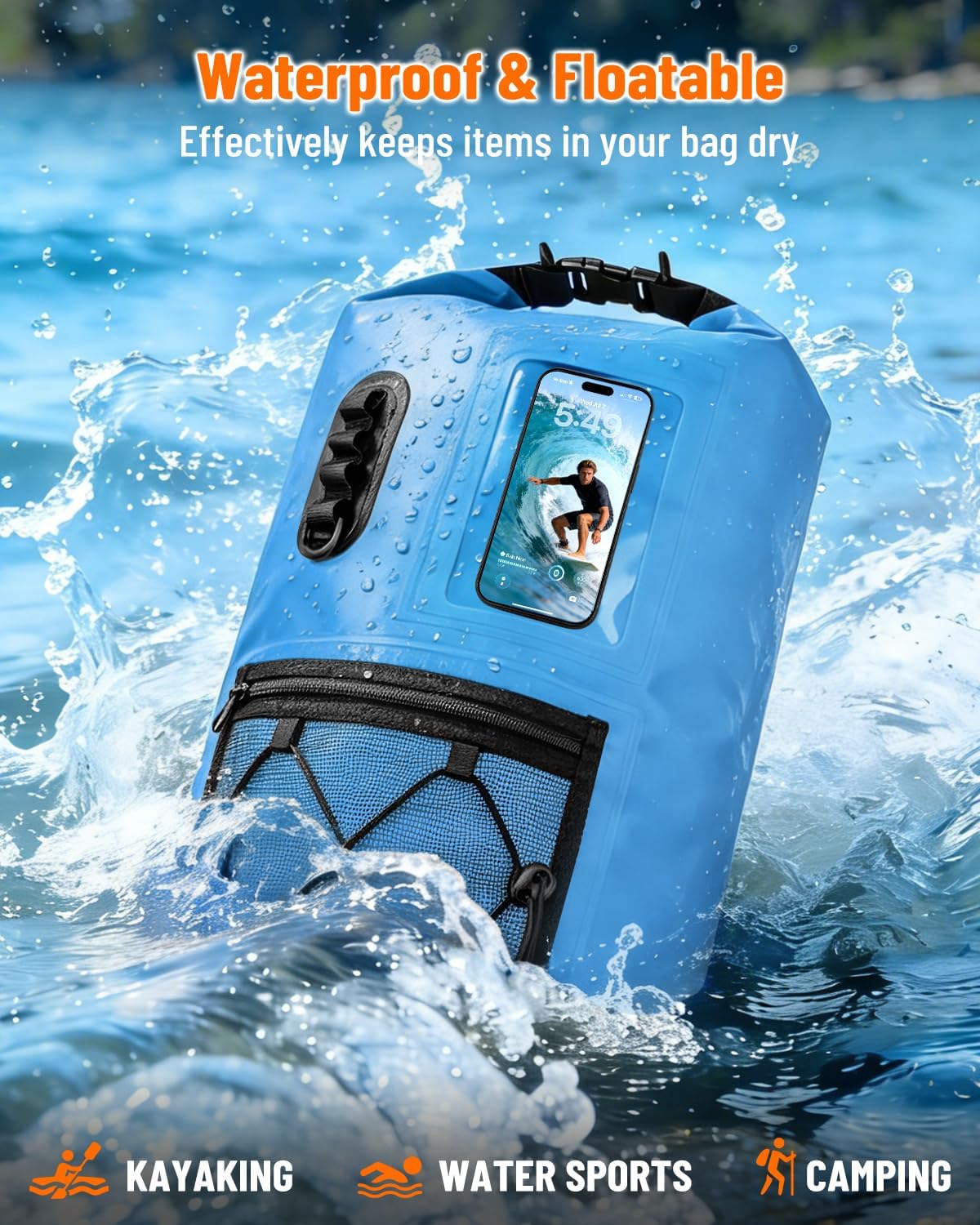 Waterproof Dry Bag Backpack with Waterproof Phone Case Storage Bag