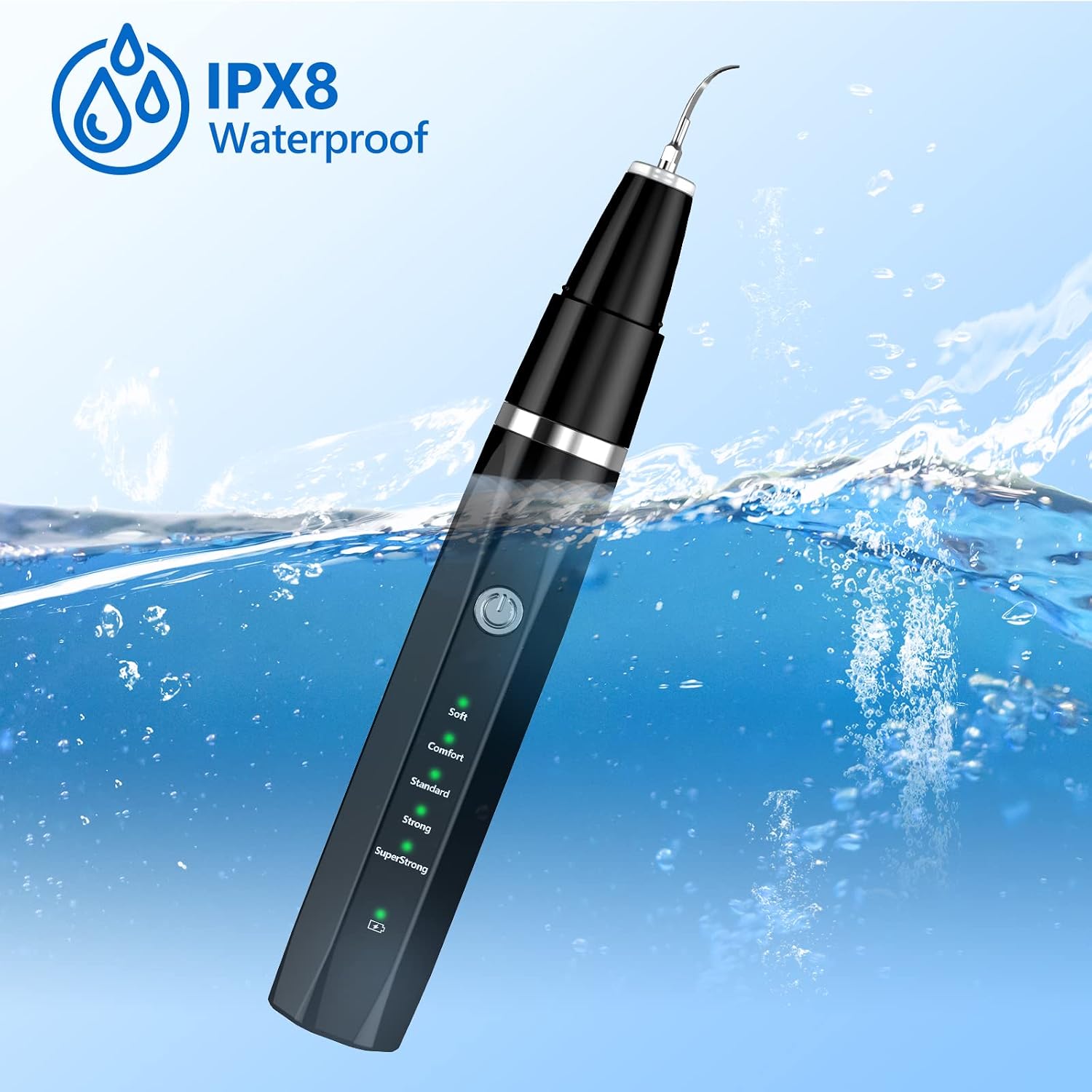 Ni-SHEN Plaque Remover for Teeth - Pet Ultrasonic Cleaner - Teeth Cleaning Kit for Tartar and Stains - Suitable for Dogs and Cats (Black)