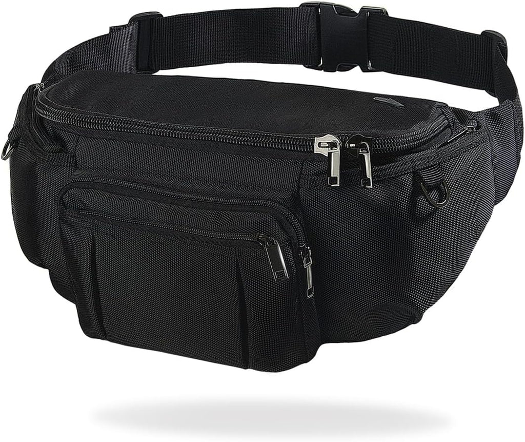 Sports Fanny Pack for Men Women, Outdoor Waist Pack Bag with 6 Zipper Pockets, Super Capacity Bum Bag with Adjustable Belt for Traveling Hiking Cycling Workout Casual
