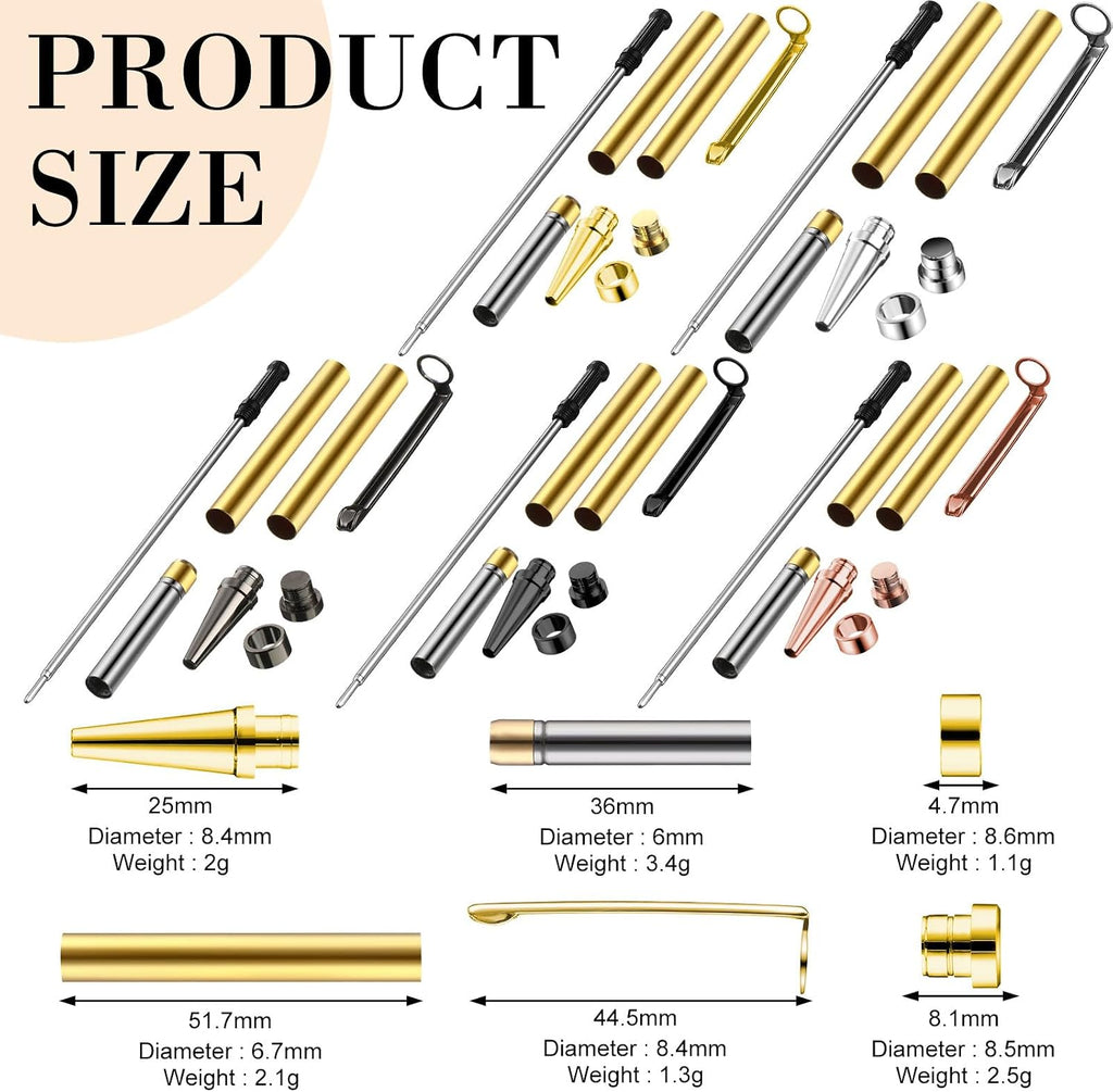 Colarr 20 Pcs 7mm Slimline Twist Pen Kit with Refill Wood, Assorted Color