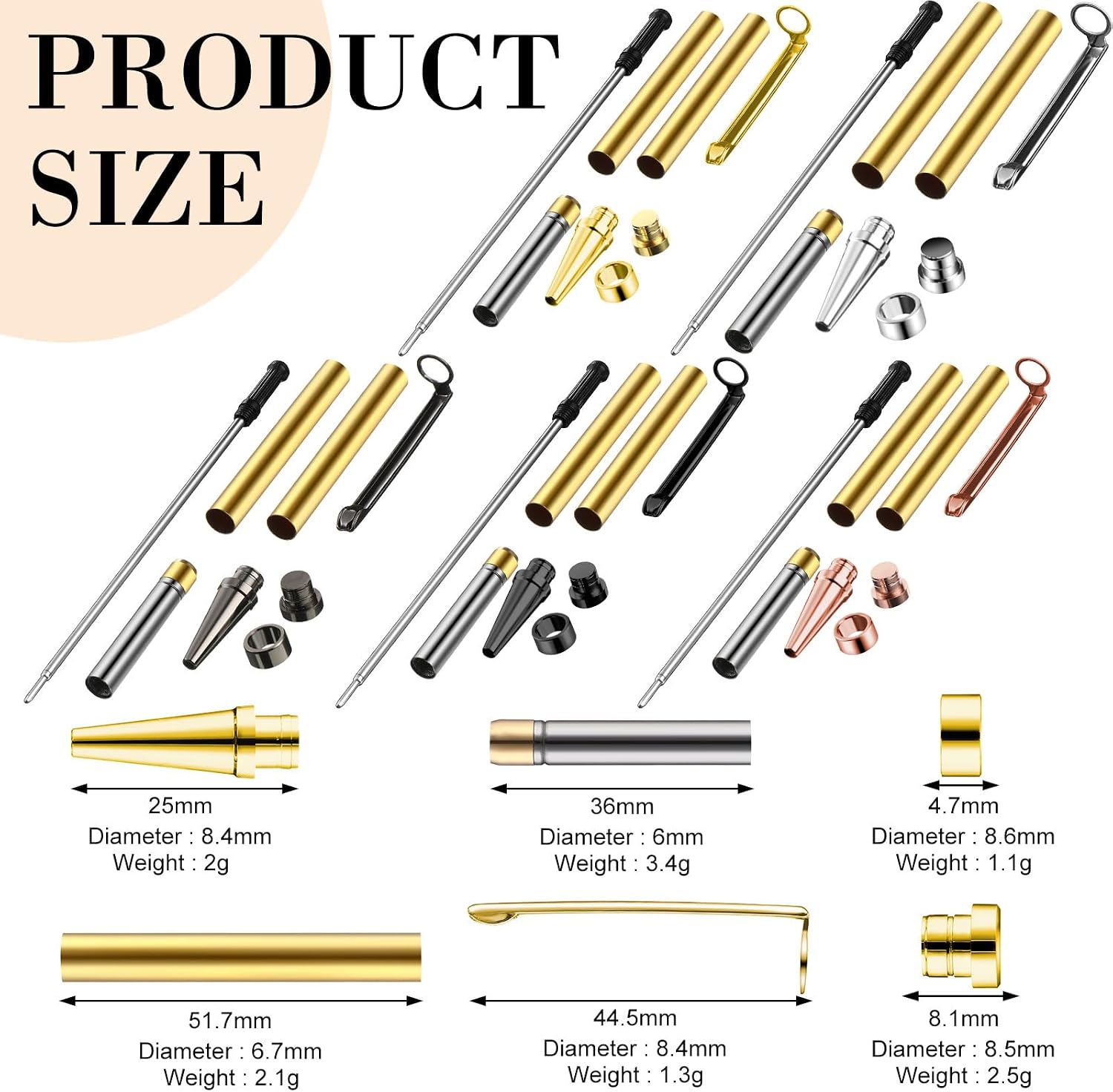 Colarr 20 Pcs 7mm Slimline Twist Pen Kit with Refill Wood, Assorted Color