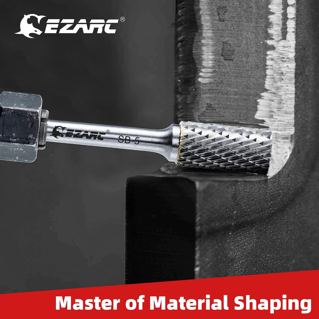 EZARC Tungsten Carbide Rotary Burr Bit, SB-5 Double Cut, 1/4-Inch Shank