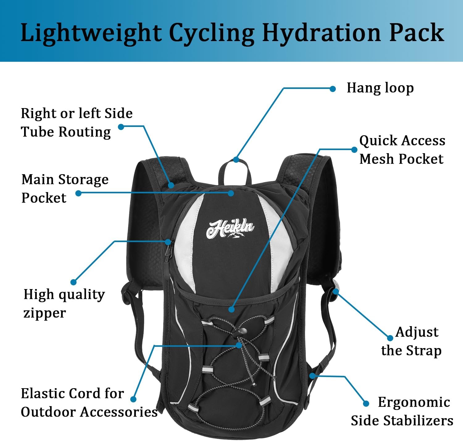 HEIKLN Hydration Backpack,Lightweight Water Backpack with 2L Water Bladder Running Hydration Vest Backpack for Hiking Running Cycling Hiking