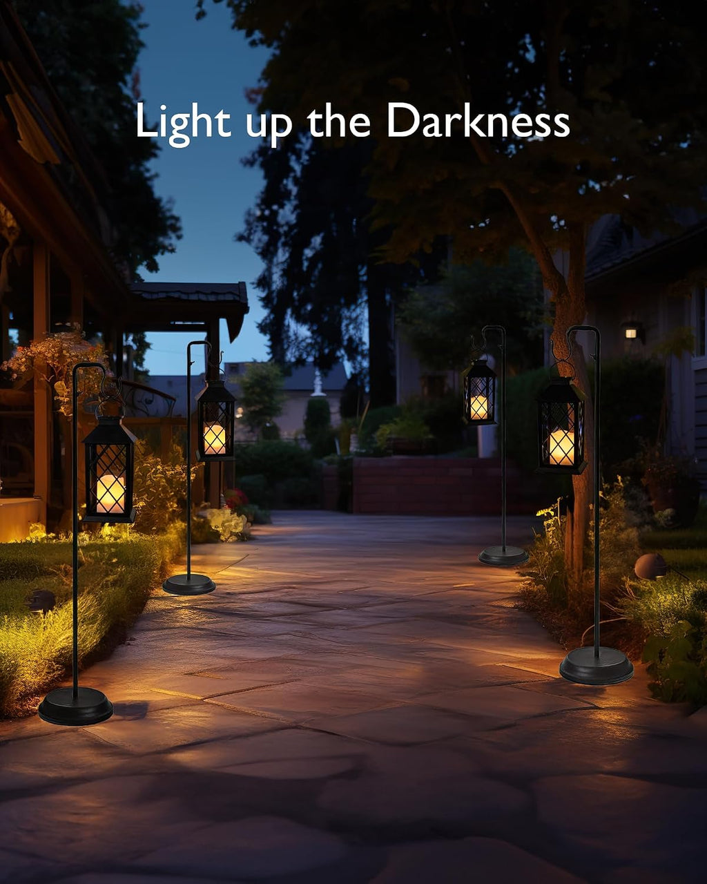 Homemory 2 Pack 13'' Bronze Solar Lanterns, Flickering Flame Hanging Lights