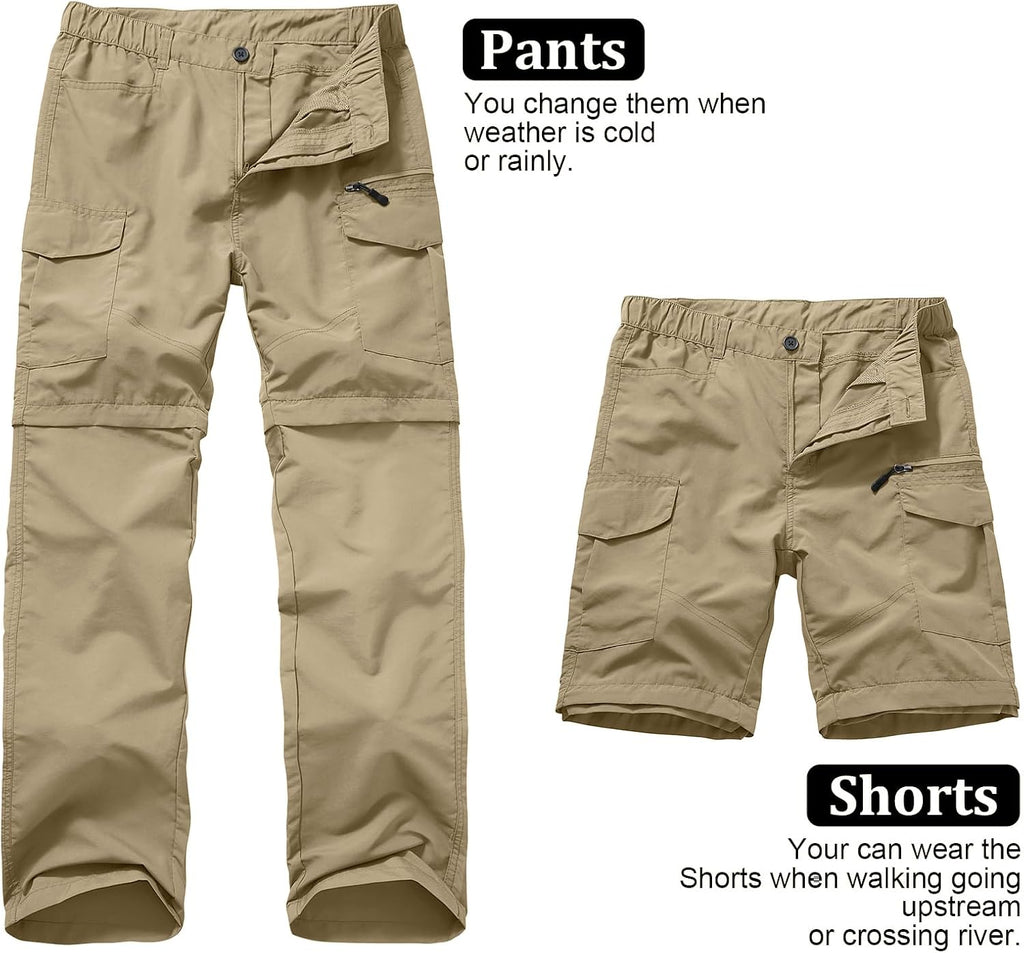 linlon Boy Scout Pants Hiking Mens Convertible Zip Off Safari Fishing