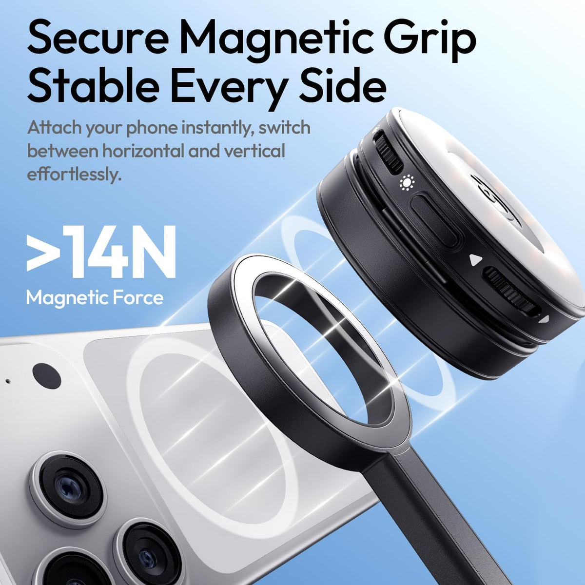 ULANZI 71" Magnetic Phone Tripod, Auto Open & Close Selfie Stick w Remote