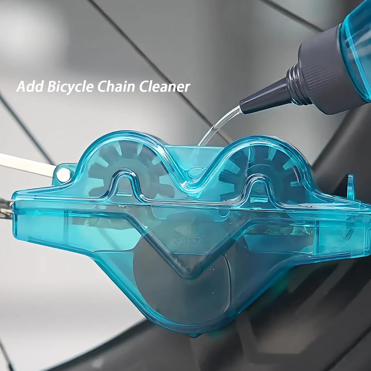 Bike Chain Cleaning Tool, Chain Scrubber with 360° Automatic Brushes, No Chain Removal Drivetrain Maintenance Kit for Mountain Bike,Road Bike,Ebike and Trail Bikes